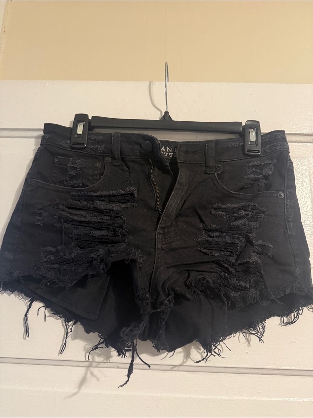 American Eagle Outfitters Black Distressed Denim Cutoff Shorts